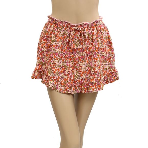 Free People Ellia Printed Shorts Floral Smocked Ruffle Pull-On Lace XS 281939 - Picture 5 of 9